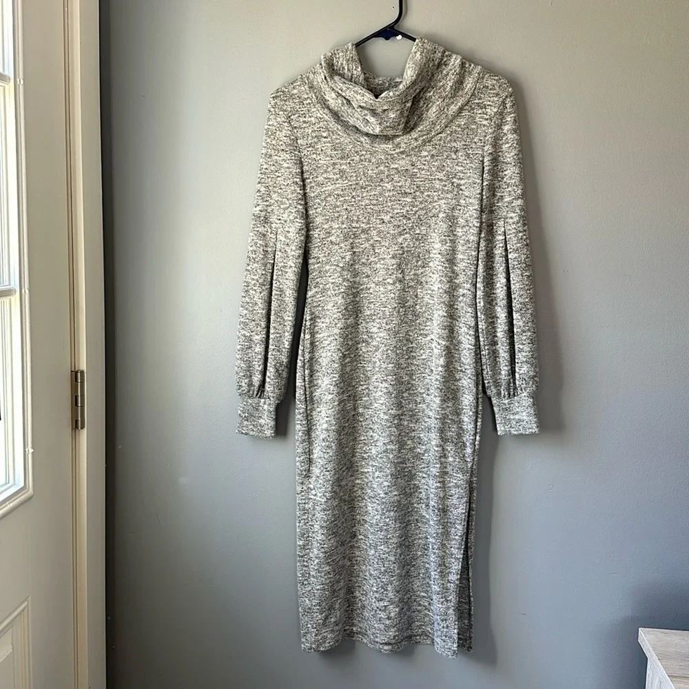 Lulus Mattea Heathered‎ Grey Cowl Neck Midi Sweater Dress women's XS